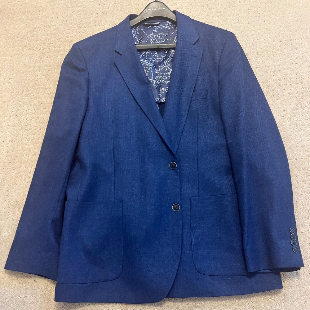 Nautica Mens Blazer Sport Coat Two Button Jacket Blue Plaid 48R Casual